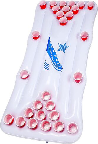 طاولة ألعاب حمام السباحة القابلة للنفخ من تريومبيك، 6 أقدام قابلة للنفخ لألعاب حمام السباحة العائمة، طاولة ألعاب ممتعة لحفلات حمام السباحة للبالغين، الأكواب والكرات غير متضمنة in Kuwait