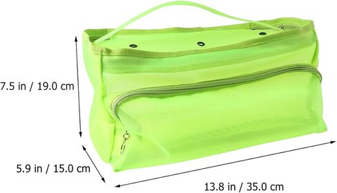EXCEART Mesh Knitting Bag Woolen Yarn Tote Organizer Net Bag with Zipper Closure Carrying Knitting Needles Sewing Accessories (Light Green) in Saudi Arabia