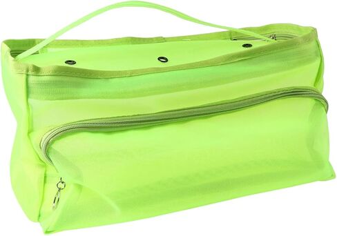 EXCEART Mesh Knitting Bag Woolen Yarn Tote Organizer Net Bag with Zipper Closure Carrying Knitting Needles Sewing Accessories (Light Green) in Saudi Arabia