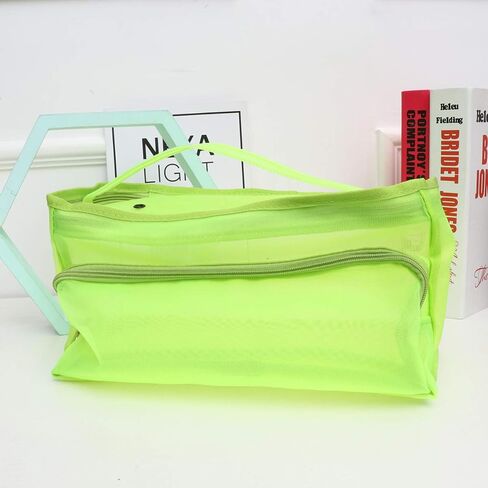 EXCEART Mesh Knitting Bag Woolen Yarn Tote Organizer Net Bag with Zipper Closure Carrying Knitting Needles Sewing Accessories (Light Green) in Saudi Arabia