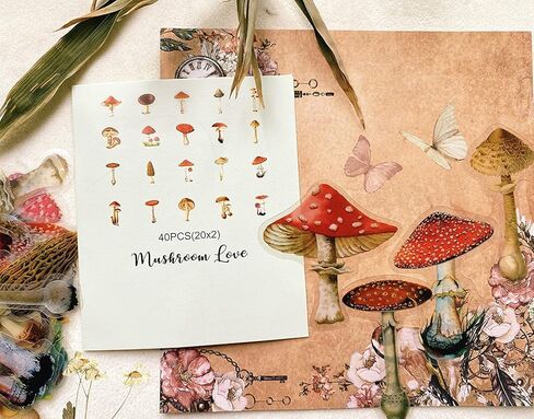 ملصقات يوميات عتيقة حزمة 240 قطعة، ملصق سجل القصاصات الجمالية النبات الطبيعية زهرة الفطر ملصق الفن رصاصة المجلات DIY ملصقا ، الزهور الجميلة الديكور ريترو الشارات in Kuwait