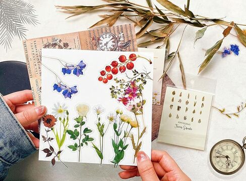 ملصقات يوميات عتيقة حزمة 240 قطعة، ملصق سجل القصاصات الجمالية النبات الطبيعية زهرة الفطر ملصق الفن رصاصة المجلات DIY ملصقا ، الزهور الجميلة الديكور ريترو الشارات in Kuwait