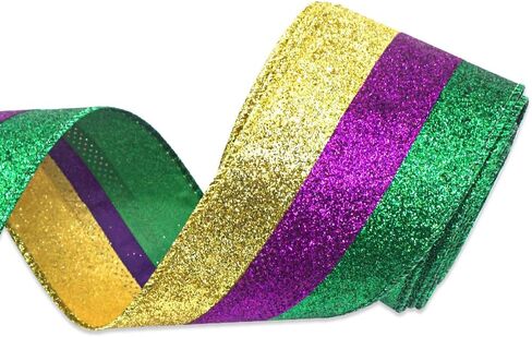 شرائط Hying Mardi Gras لأقواس إكليل الزهور، أشرطة حافة سلكية ذهبية لامعة من Mardi Gras Words أشرطة حرفية زينة لتغليف الهدايا الدهون الثلاثاء لوازم تزيين حفلات الكرنفال، 2.5 بوصة × 10 ياردات in Kuwait