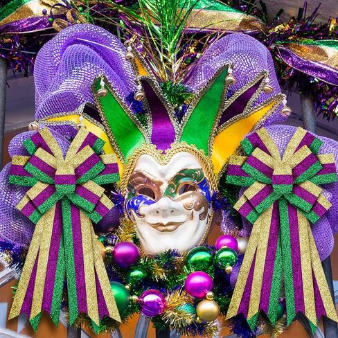 شرائط Hying Mardi Gras لأقواس إكليل الزهور، أشرطة حافة سلكية ذهبية لامعة من Mardi Gras Words أشرطة حرفية زينة لتغليف الهدايا الدهون الثلاثاء لوازم تزيين حفلات الكرنفال، 2.5 بوصة × 10 ياردات in Kuwait