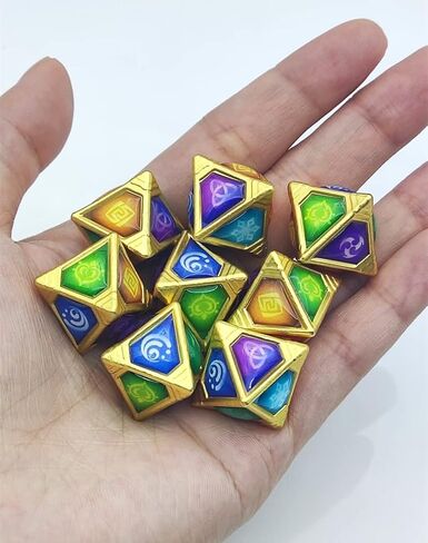 Genius Invokation Dice Set Sharp Edge Zinc Alloy Dice for Genshin Impact，Genshin Vision Polyhedral Role Playing Gaming Dice 8pcs in Kuwait