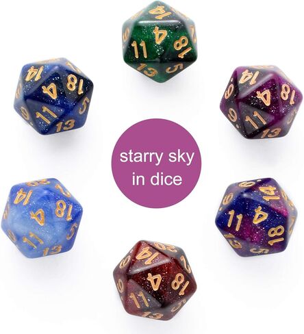 FLASHOWL Galaxy Dice Starry Sky مجموعة نرد متعدد السطوح ألعاب الطاولة النرد 6 مجموعات النرد 6 × 7 سلسلة يموت D20، D12، D10، D8، D6، D4 DND النرد DND RPG MTG ألوان مزدوجة، 6 ألوان تخفيف التوتر (42 قطعة) in Kuwait