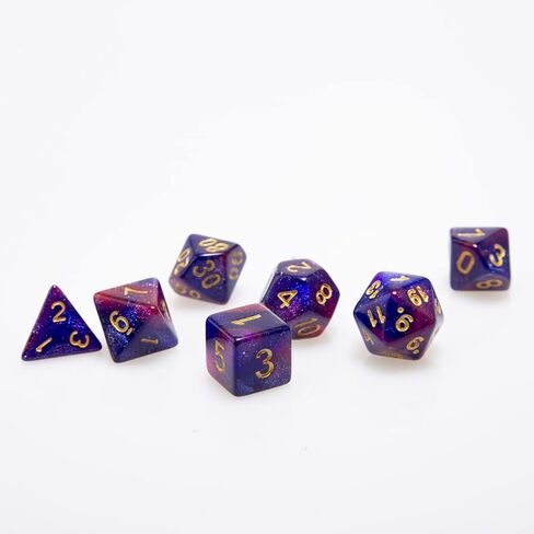 FLASHOWL Galaxy Dice Starry Sky مجموعة نرد متعدد السطوح ألعاب الطاولة النرد 6 مجموعات النرد 6 × 7 سلسلة يموت D20، D12، D10، D8، D6، D4 DND النرد DND RPG MTG ألوان مزدوجة، 6 ألوان تخفيف التوتر (42 قطعة) in Kuwait