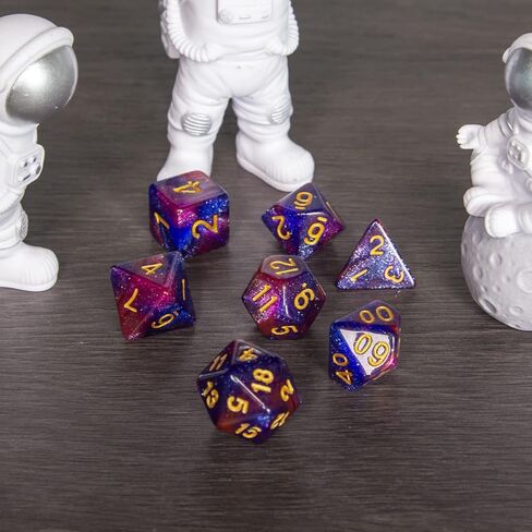 FLASHOWL Galaxy Dice Starry Sky مجموعة نرد متعدد السطوح ألعاب الطاولة النرد 6 مجموعات النرد 6 × 7 سلسلة يموت D20، D12، D10، D8، D6، D4 DND النرد DND RPG MTG ألوان مزدوجة، 6 ألوان تخفيف التوتر (42 قطعة) in Kuwait
