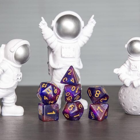 FLASHOWL Galaxy Dice Starry Sky مجموعة نرد متعدد السطوح ألعاب الطاولة النرد 6 مجموعات النرد 6 × 7 سلسلة يموت D20، D12، D10، D8، D6، D4 DND النرد DND RPG MTG ألوان مزدوجة، 6 ألوان تخفيف التوتر (42 قطعة) in Kuwait
