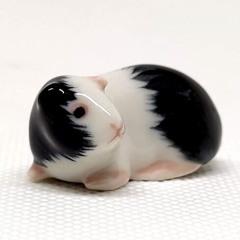 SSJSHOP Guinea Pig Miniature Dollhouse Figurines Ceramic Hand Painted Animaals Collectible Small Gift Home Garden Decor, White Squat in Kuwait