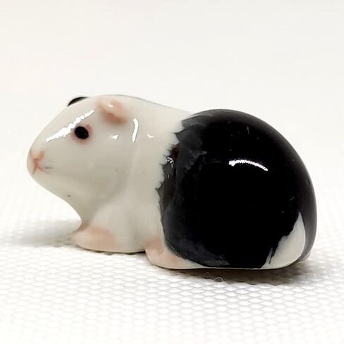 SSJSHOP Guinea Pig Miniature Dollhouse Figurines Ceramic Hand Painted Animaals Collectible Small Gift Home Garden Decor, White Squat in Kuwait