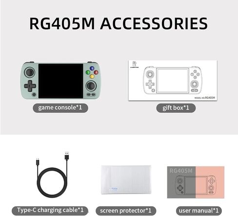 RG405M Retro Handheld Game Console , Aluminum Alloy CNC Android 12 System Support Google Play 4.0 Inch IPS Touch Screen with 128G TF Card (RG405M Gray) in Kuwait
