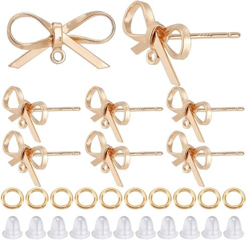 CREATCABIN 30Pcs 18K Gold Plated Brass Round Stud Earring Posts Earring with Loop Findings Components 30pcs Open Jump Ring 100pcs Plastic Ear Nuts for DIY Jewelry Making 12mm in Kuwait