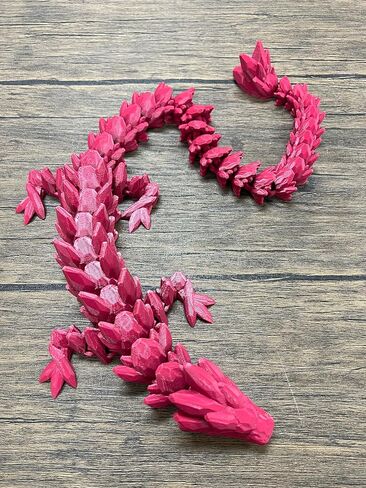 MunnyGrubbers - لعبة Crystal Dragon Fidget مقاس XL 26 بوصة - شديدة التحمل - تمثال تنين بلاستيكي مرن مطبوع ثلاثي الأبعاد - متوافق مع بيضة المفاجآت - تنين مرن - (تنين أسود) in Kuwait