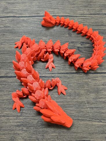 MunnyGrubbers - لعبة Crystal Dragon Fidget مقاس XL 26 بوصة - شديدة التحمل - تمثال تنين بلاستيكي مرن مطبوع ثلاثي الأبعاد - متوافق مع بيضة المفاجآت - تنين مرن - (تنين أسود) in Kuwait