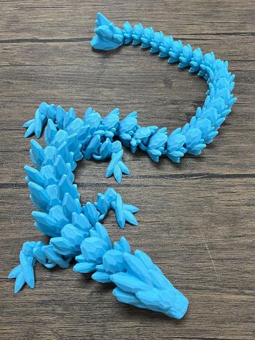 MunnyGrubbers - لعبة Crystal Dragon Fidget مقاس XL 26 بوصة - شديدة التحمل - تمثال تنين بلاستيكي مرن مطبوع ثلاثي الأبعاد - متوافق مع بيضة المفاجآت - تنين مرن - (تنين أسود) in Kuwait