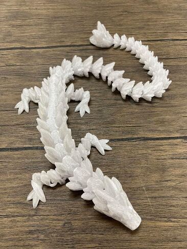 MunnyGrubbers - لعبة Crystal Dragon Fidget مقاس XL 26 بوصة - شديدة التحمل - تمثال تنين بلاستيكي مرن مطبوع ثلاثي الأبعاد - متوافق مع بيضة المفاجآت - تنين مرن - (تنين أسود) in Kuwait