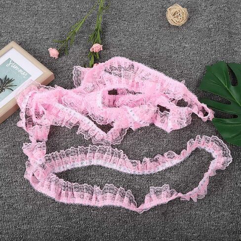 شريط دانتيل شبكي 5 ياردة، 45 مم نقاط طباعة مطوي شريط دانتيل شبكي خياطة ترتر مطرز DIY حرفة (أرجواني) in Kuwait