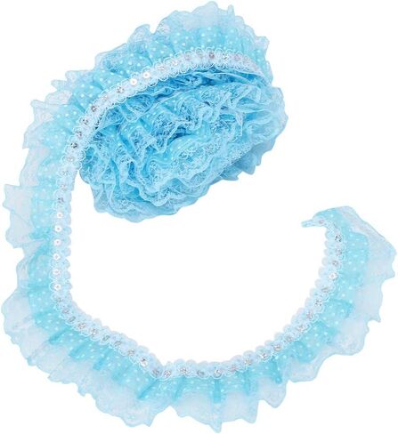 شريط دانتيل شبكي 5 ياردة، 45 مم نقاط طباعة مطوي شريط دانتيل شبكي خياطة ترتر مطرز DIY حرفة (أرجواني) in Kuwait