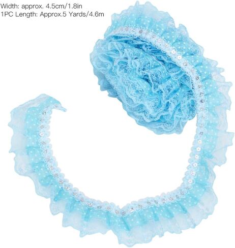 شريط دانتيل شبكي 5 ياردة، 45 مم نقاط طباعة مطوي شريط دانتيل شبكي خياطة ترتر مطرز DIY حرفة (أرجواني) in Kuwait