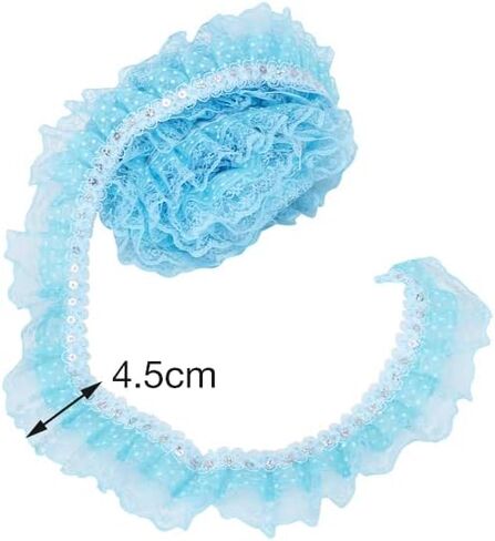 شريط دانتيل شبكي 5 ياردة، 45 مم نقاط طباعة مطوي شريط دانتيل شبكي خياطة ترتر مطرز DIY حرفة (أرجواني) in Kuwait