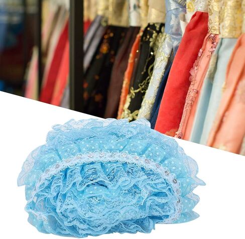 شريط دانتيل شبكي 5 ياردة، 45 مم نقاط طباعة مطوي شريط دانتيل شبكي خياطة ترتر مطرز DIY حرفة (أرجواني) in Kuwait