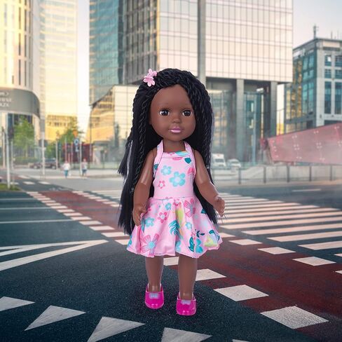 مجموعة دمية طفلة صغيرة باللون الأسود مقاس 36.37 سم من إيكور فان، دمية فتاة من السيليكون الواقعي القابل للغسل مع فستان لطيف in Kuwait