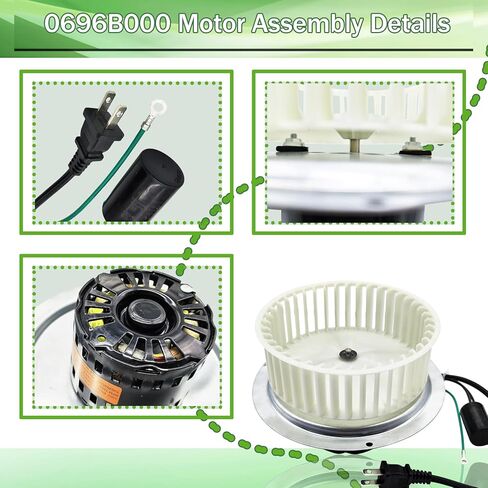 Upgraded 0696B000 Motor Assembly Compatible with Nutone Bathroom Fan QT100 QT110 and QT9093 Series, for Bathroom Fan Replacement Parts, Replace for 8253210230、8253210930, etc., 5 Years Warranty in Kuwait