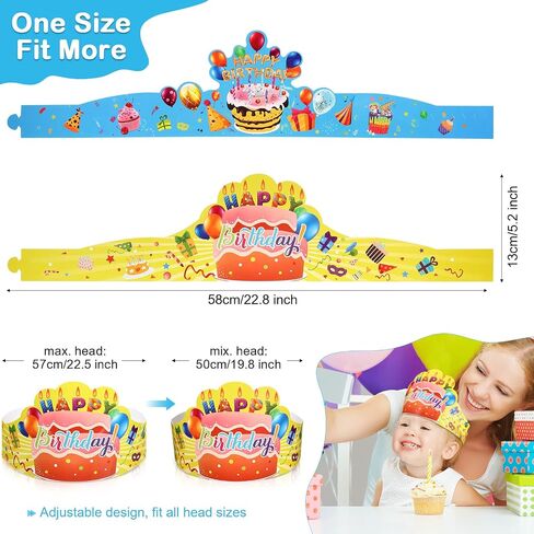 Zonon 36 Pieces Birthday Crowns for Kids Classroom Adjustable Colorful Happy Birthday Hats for School Party Supplies in Saudi Arabia