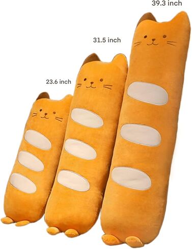 Ditucu Bread Pillow Long Cat Plush Doll Toy Soft Cartoon Kitten Stuffed Animal Funny Food Plushie Gift for Kids Girlfriend Orange 23.6 inch in Kuwait