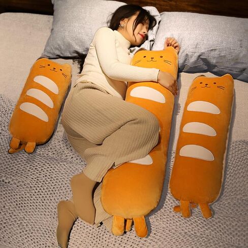 Ditucu Bread Pillow Long Cat Plush Doll Toy Soft Cartoon Kitten Stuffed Animal Funny Food Plushie Gift for Kids Girlfriend Orange 23.6 inch in Kuwait