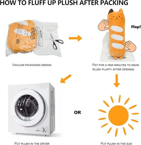 Ditucu Bread Pillow Long Cat Plush Doll Toy Soft Cartoon Kitten Stuffed Animal Funny Food Plushie Gift for Kids Girlfriend Orange 23.6 inch in Kuwait