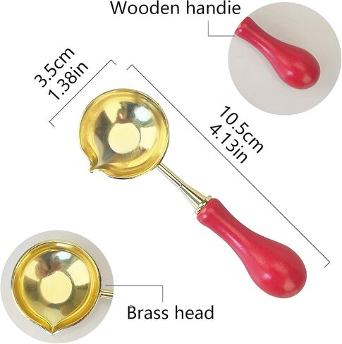 3 Pieces Wax Seal Spoon Brass Vintage Wooden Handle, Wax Seal Warmer for Wax Seal Stamp Envelope Letter Art Craft (LHQZ) in Kuwait