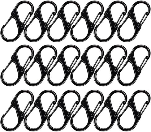 18 حزمة من مشابك حلقة تسلق خطافات المفاجئة، حلقة تسلق مزدوجة زنبركية على شكل حرف S، مشابك سحاب مضادة للسرقة، حقيبة أمتعة للتخييم in Kuwait