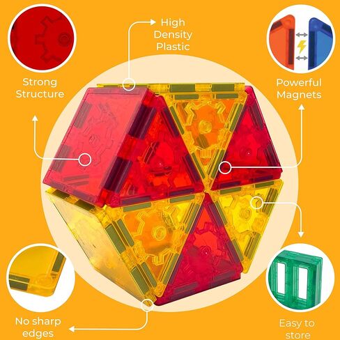 تيتان مجموعة بناء بلاط مغناطيسي تتوهج في الظلام مكونة من 60 قطعة، اشكال متنوعة متعددة الالوان، لعبة ستيم، سيارات، لعب ابداعي، شنطة تخزين وسلسلة مفاتيح ومصباح يدوي بالاشعة فوق البنفسجية للرسم على in Kuwait