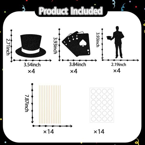 Magic Show Centerpieces Sticks, Magical Themed Birthday Party Decorations, Poker Themed Party Decoration, Magician Theme Baby Shower Party Supplies Black 12 Pcs in Kuwait