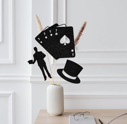 Magic Show Centerpieces Sticks, Magical Themed Birthday Party Decorations, Poker Themed Party Decoration, Magician Theme Baby Shower Party Supplies Black 12 Pcs in Kuwait