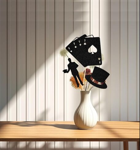 Magic Show Centerpieces Sticks, Magical Themed Birthday Party Decorations, Poker Themed Party Decoration, Magician Theme Baby Shower Party Supplies Black 12 Pcs in Kuwait