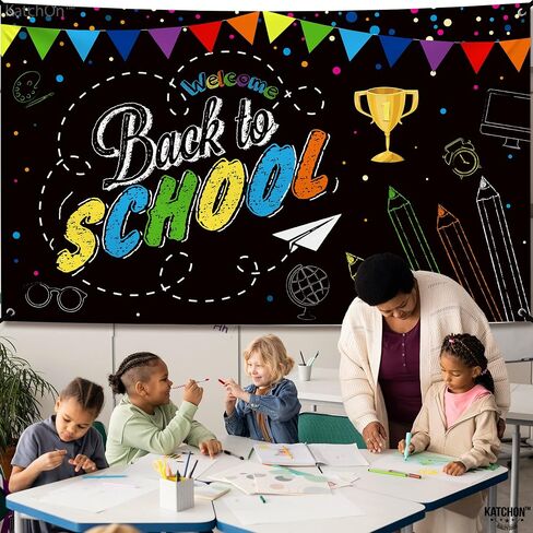 KatchOn, Welcome Back To School Banner - XtraLarge, 72x44 Inch | Back To School Backdrop, First Day of School Decorations | Welcome Back To School Decorations for Classroom, Back To School Party Décor in Saudi Arabia