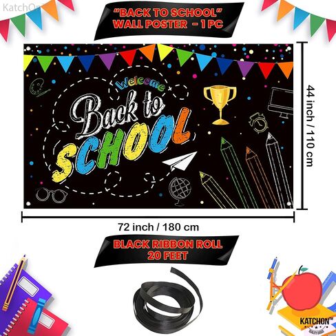 KatchOn, Welcome Back To School Banner - XtraLarge, 72x44 Inch | Back To School Backdrop, First Day of School Decorations | Welcome Back To School Decorations for Classroom, Back To School Party Décor in Saudi Arabia