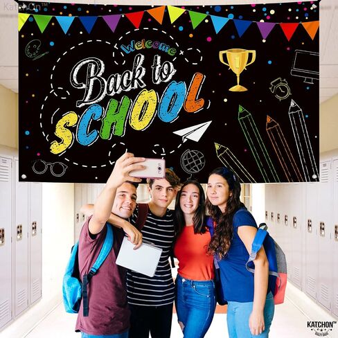 KatchOn, Welcome Back To School Banner - XtraLarge, 72x44 Inch | Back To School Backdrop, First Day of School Decorations | Welcome Back To School Decorations for Classroom, Back To School Party Décor in Saudi Arabia