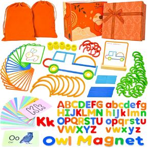 aclarastra الحروف الأبجدية المغناطيسية والألغاز ذات الشكل الخشبي للأطفال من سن 3 إلى 5 سنوات، لعبة تعليمية هدية لفتاة تبلغ من العمر 3 4 5 سنوات - لعبة تهجئة لمرحلة ما قبل المدرسة للأطفال الصغار لعبة تعليمية للأطفال الصغار من سن 3 سنوات فما فوق in Kuwait