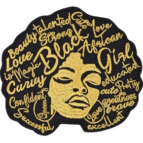 Afro Girl Hip Hop Patch to Iron or sew on for All Fabrics | Beautiful Black Girl Fabric Applique Curly Hair Sticker to Iron on for Clothing and Backpacks | 3.54x3.35 in