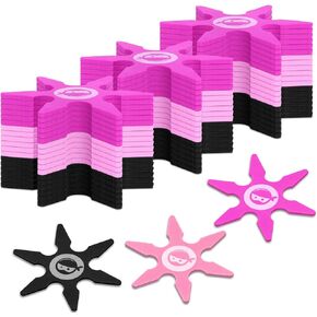 Ninja Foam Star Toys Small Throwing Foam Stars Foam Throwing Toys Ninja Party Favors for Birthday Party Costume Accessory Halloween Cosplay, 4 Inch(24 Pcs, Blue, Red, Black, Green)