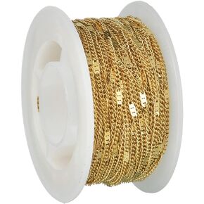 SUYAN 32.8 Feet/Roll Stainless Steel Cuban Link Chain for Jewelry Making Bulk Twisted Link Chain for Women Men Choker Bracelet Anklet DIY Making (Gold)
