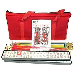 KT Mahjong 4 Pushers and Complete American Mahjong Set with Burgundy Bag, 166 Tiles in Saudi Arabia