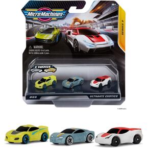 Micro Machines MMW0004 Starter Pack, Ultimate Exotic - Includes 3 Vehicles, Race Cars, Possibility of Something Strange - Toy Car Collection, Assorted Model, 1 Unit in Kuwait