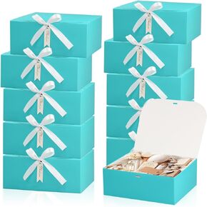 12Sets Gift Boxes with Lids,10x8x4inch Large Kraft Paper Present Box,Bridesmaid Proposal Box with Ribbon Thank You Card,for Wedding Anniversaries Birthdays Baby Shower Christmas Party(Kraft Paper)