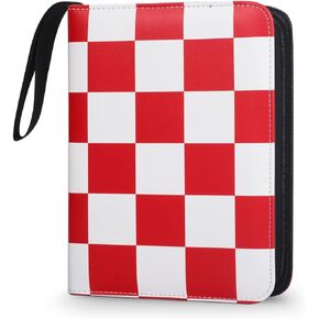 Trading Card Binder, 4-Pocket Sports Card Album Holder for TCG, MTG, Yugioh, Football, Basketball, Hockey and Baseball Cards - 50 Pages, 400 Card Capacity - Alternating red and white in Saudi Arabia