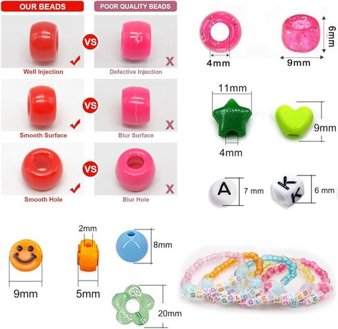 خرز بوني لصنع الاساور من مييم 3540 قطعة، 96 لون، 2600 قطعة خرز كاندي، 500 قطعة خرز حروف و200 قطعة خرز وجه مبتسم، خرز بلاستيكي لصنع المجوهرات، 5 صناديق مجموعة اساور كاندي للحرف اليدوية in Kuwait